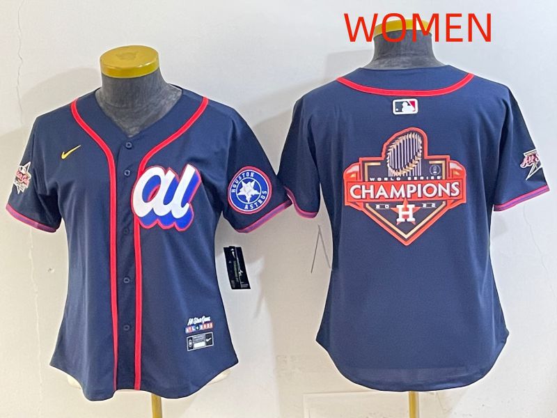 Women 2025 Houston Astros Blank Drak Blue All star Nike MLB Jersey style 09
